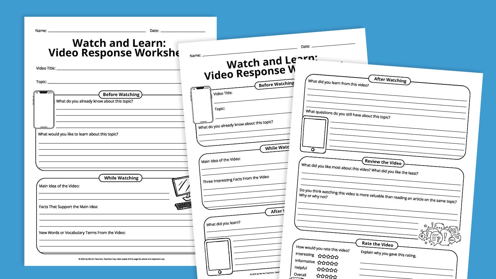 Make Video Watching Meaningful With These Free Video Response Worksheets
