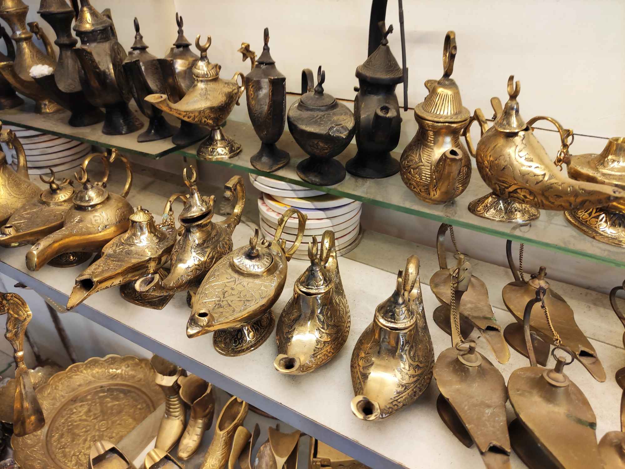 Metal copper yellow Turkish oil lamps