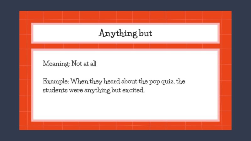 Idiom slide with description of the idiom Anything but