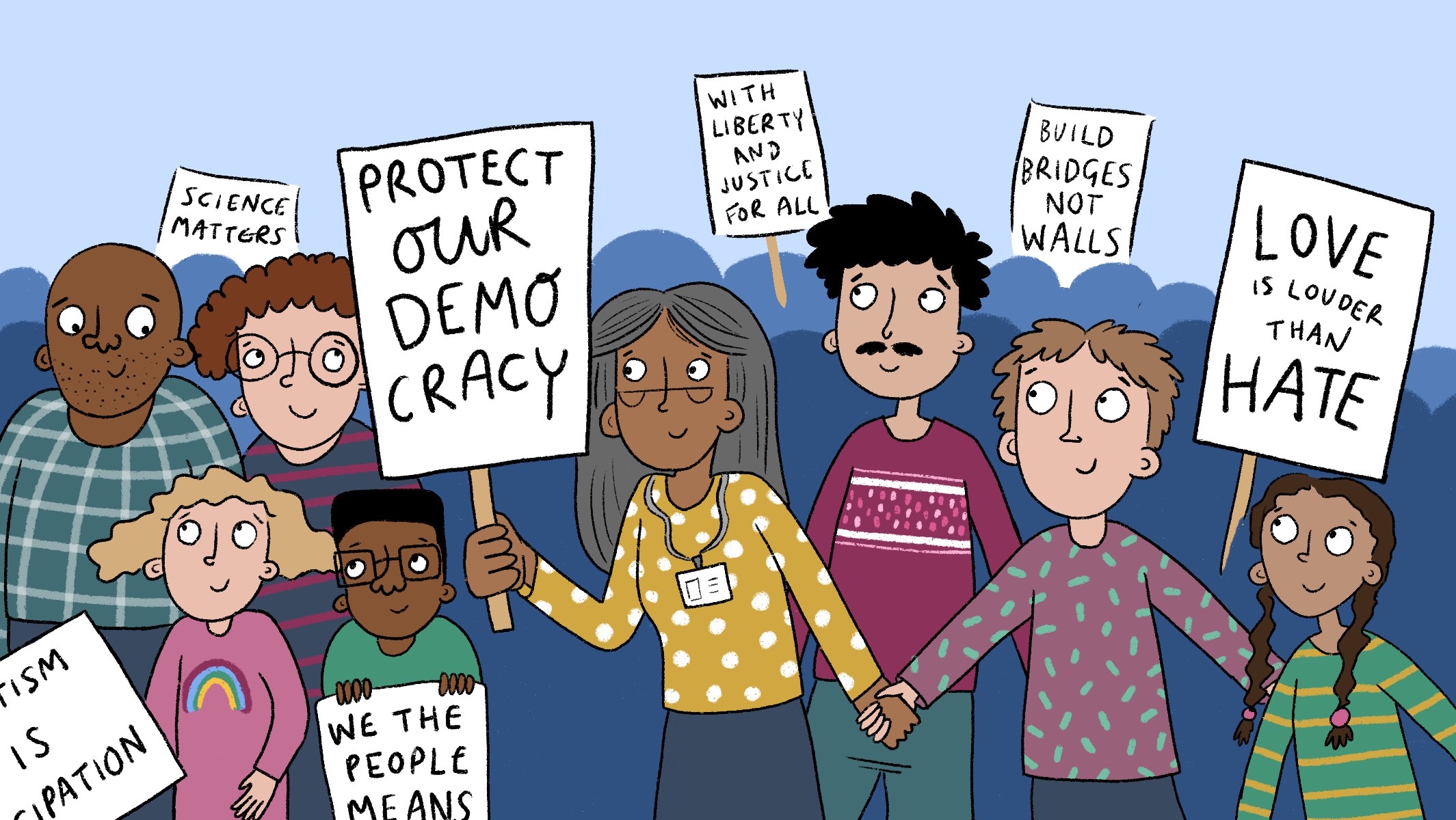 Illustration of teacher in trouble for protesting