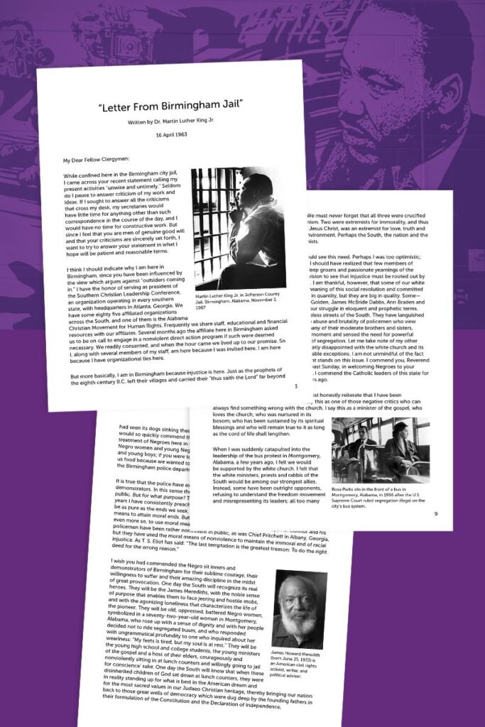Images of MLK Jr.'s Letter from Birmingham Jail