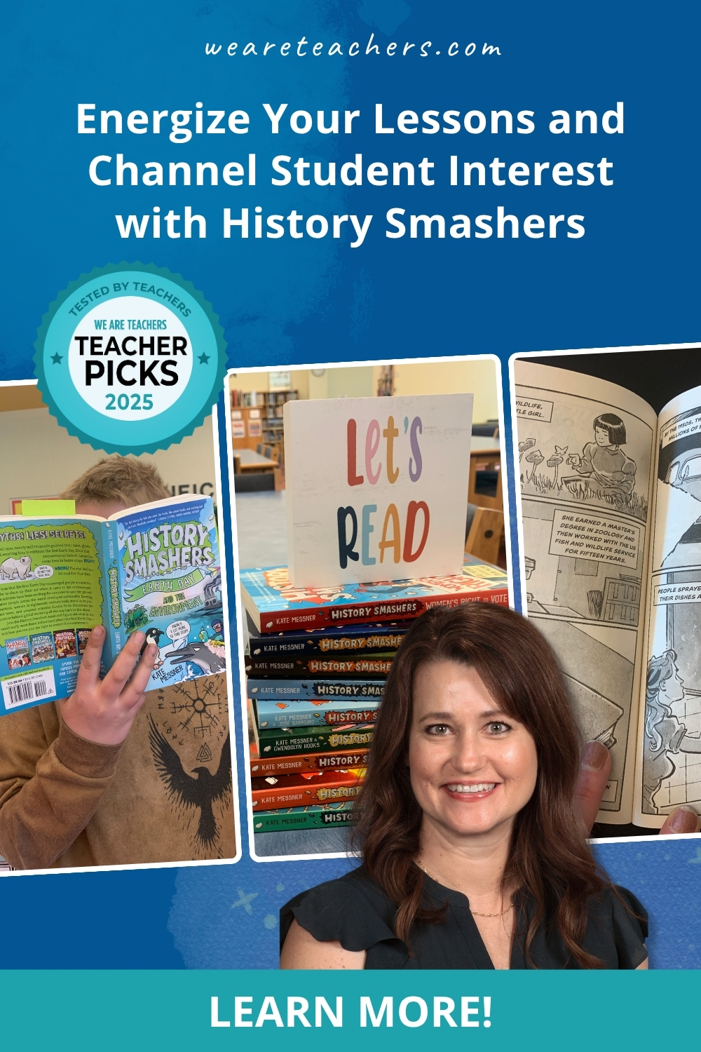 History Smashers are a Teacher Pick because the books use illustrations, graphic panels, photographs, sidebars, and more to get kids engaged.