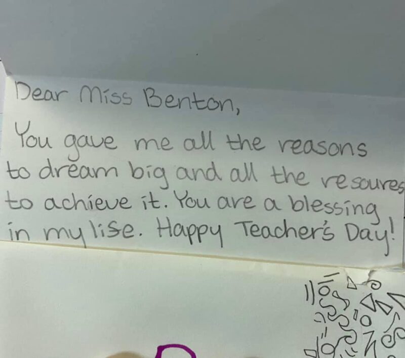 "You gave me all the reasons to dream big and all the resources to achieve it." thank you letter to teacher 