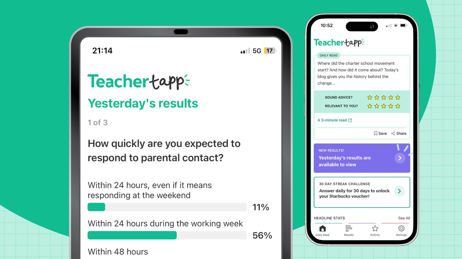 Feature image showing screenshots from Teacher Tapp app