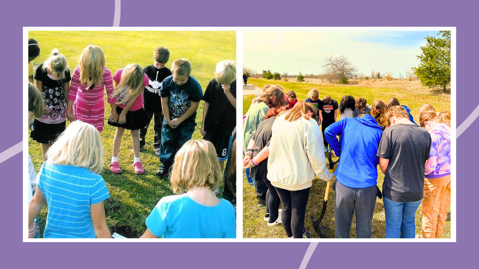 Images of two "fear funerals" held by a 3rd grade teacher for their students to overcome their fears