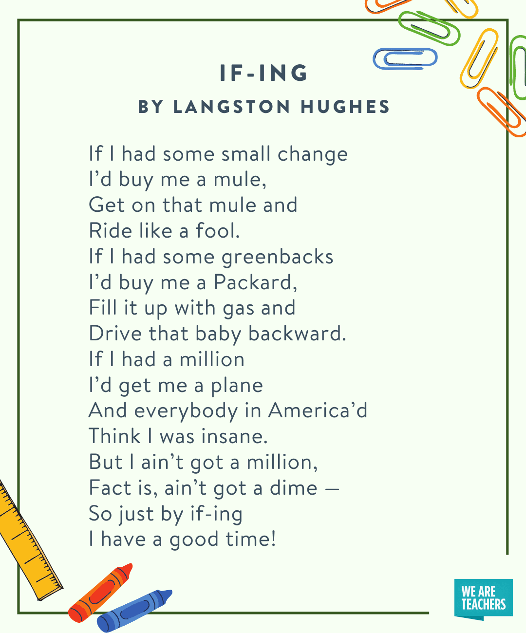 Fifth Grade Poems If-Ing by Langston Hughes -- fifth grade poems