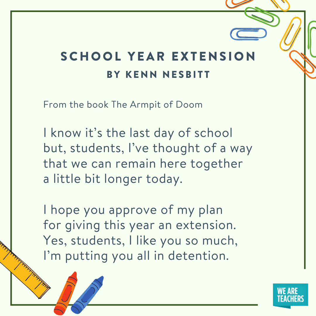 Fifth Grade Poems School Year Extentsion by Kenn Nesbitt