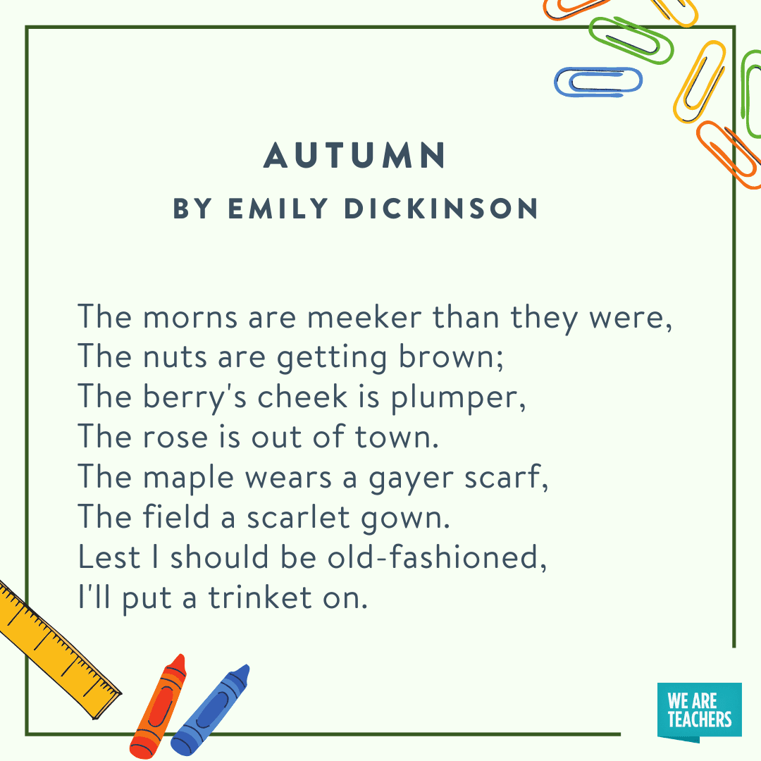 Fifth Grade Poems Autumn by Emily Dickinson